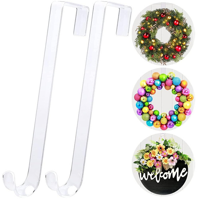 AnCintre 15 in Wreath-Hangers for Front Door,2 Pack Easter Christmas Halloween Decorations Fall Wreath-Door-Hanger,Welcome Sign for Front Door Inside Outside Over The Door Hooks Organizer Home Décor