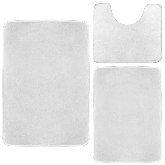Clara Clark Memory Foam Bath Mat, Ultra Soft Non Slip and Absorbent Bathroom Rug. – White, Set of 3 - Small/Large/Contour
