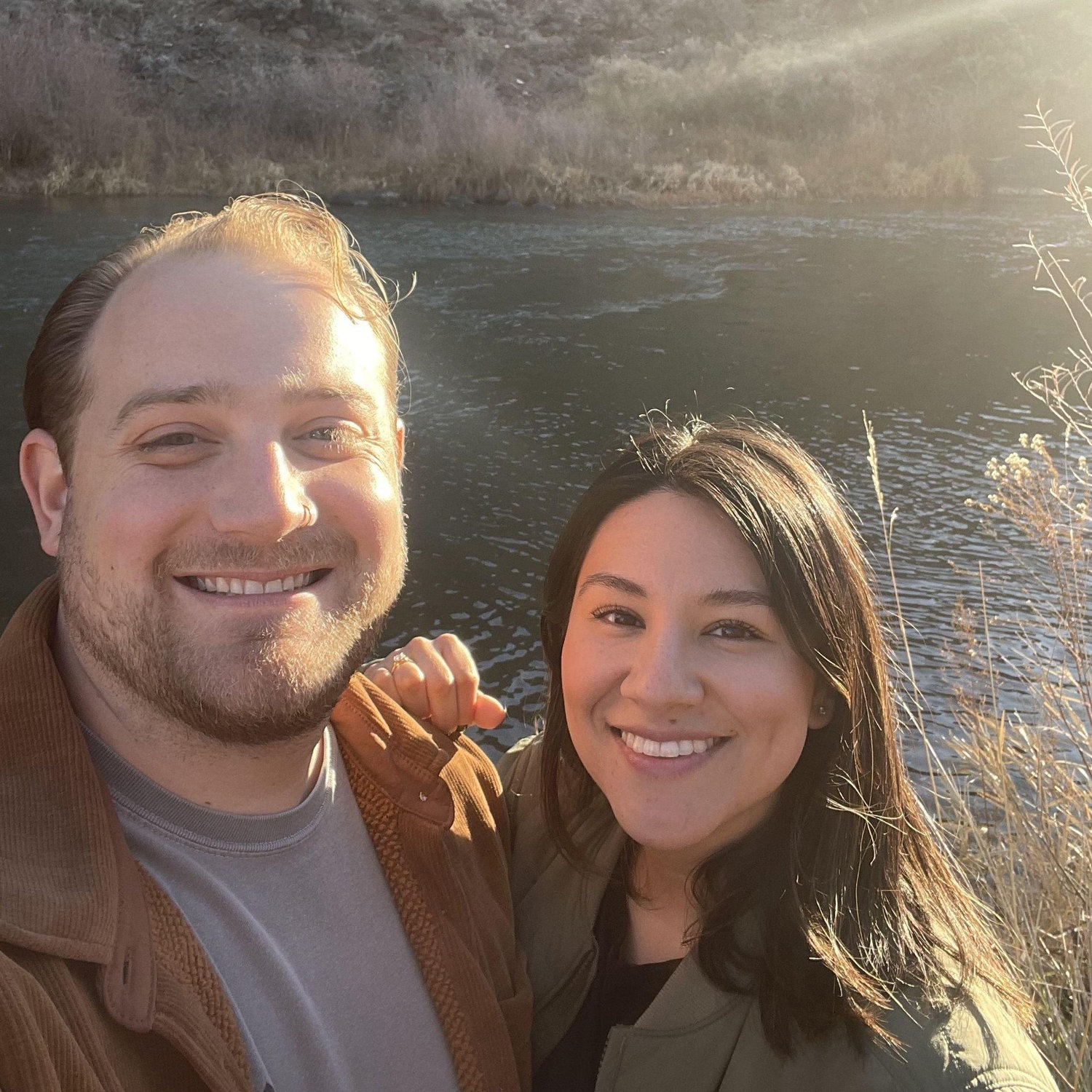 On our vacation trip in December 2024, right after we got engaged in Eagle Rock Lake, New Mexico!