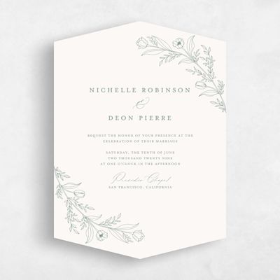 Beige Diamond Wedding Invitation - Seraphine Portrait