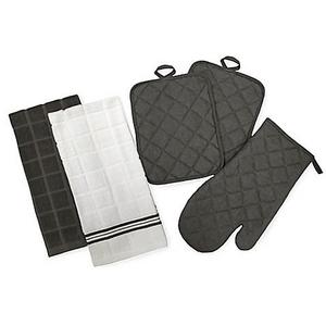 5-Piece Quilted Kitchen Linen Set in Grey