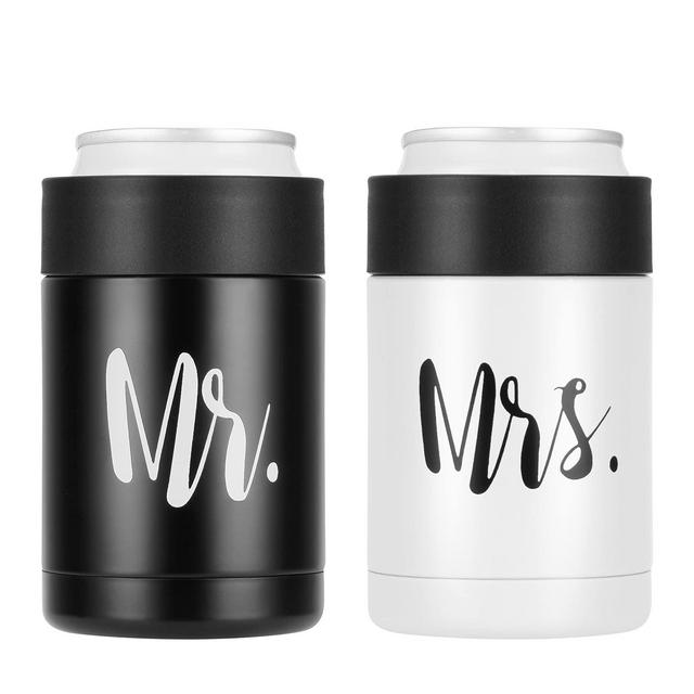 Mr and Mrs Can Cooler Set, Wedding Gifts Can Cooler for 12 Oz Standard Cans, Stainless Steel Insulated Can Cooler for Newlyweds Couples, Wedding Gifts for Bridal Showers Engagement, Set of 2