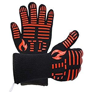 TD Design BBQ Grilling Cooking Gloves, 932ºF Extreme Heat Resistant Gloves, Grill Oven Safety Mitts - 1 Pair 14 inch Long for Extra Forearm Protection