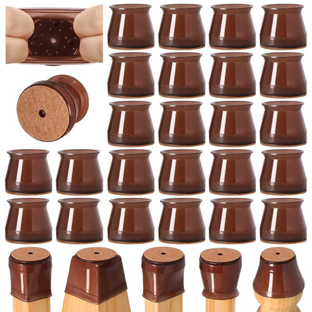 24 Pcs Chair Leg Floor Protectors for Hardwood Floors Silicone Covers to Protect Wood Tile Floors Felt Bottom Furniture Leg Caps Anti-Scratch Reduce Noise (Fit:1.3"-2")