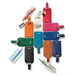 Leather Luggage Tag White (Style: Times New Roman Gold - 805 Personalization: MA)