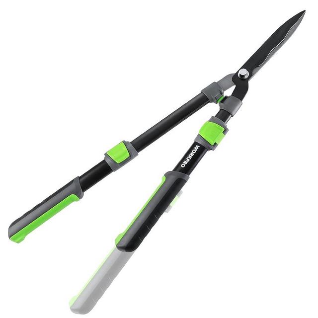 WORKPRO 25-33" Garden Hedge Shears, Manual Hedge Trimmers with Steel Wavy Blade, Garden Clippers with Extendable Handle, Home Garden Pruner for Trimming Borders, Boxwood, and Tall Bushes