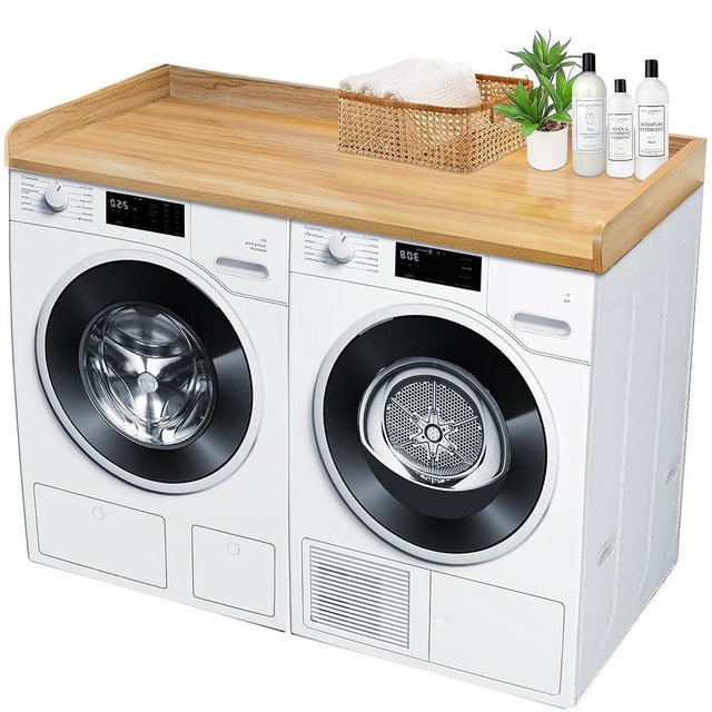 Royxen Laundry Countertop Solid Wood, Countertop for All Front-loaded Washing Machine and Dryer, Extra Room for Laundry Room, Oak