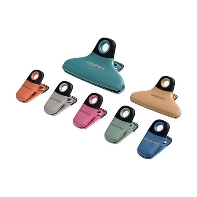 FARBERWARE Professional 7 Piece Bag Clip Set Durable, Versatile, and Stylish Desert Skies Colors