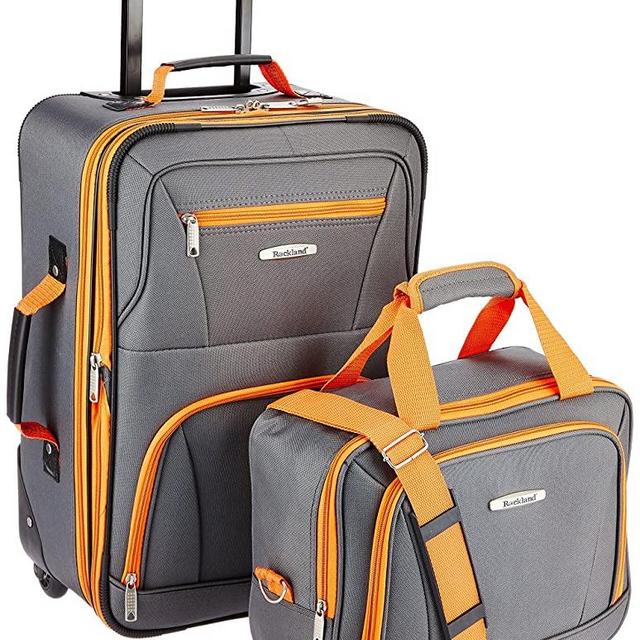 Rockland Fashion Softside Upright Luggage Set, Charcoal