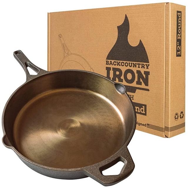 Backcountry Iron Round Wasatch Smooth Cast Iron Skillet (12 Inch), Bronze