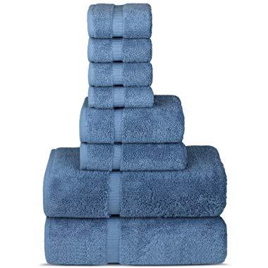 Chakir Turkish Linens Hotel & Spa Quality, Highly Absorbent Towel Set (Set of 8, Wedgewood)