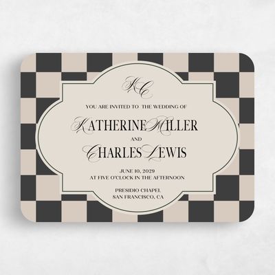 Beige Rounded Wedding Invitation - Sarlat Landscape