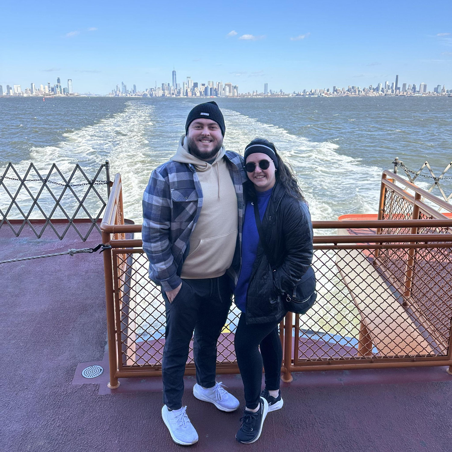 New York City skyline during our ferry ride around the Statue of Liberty - New York