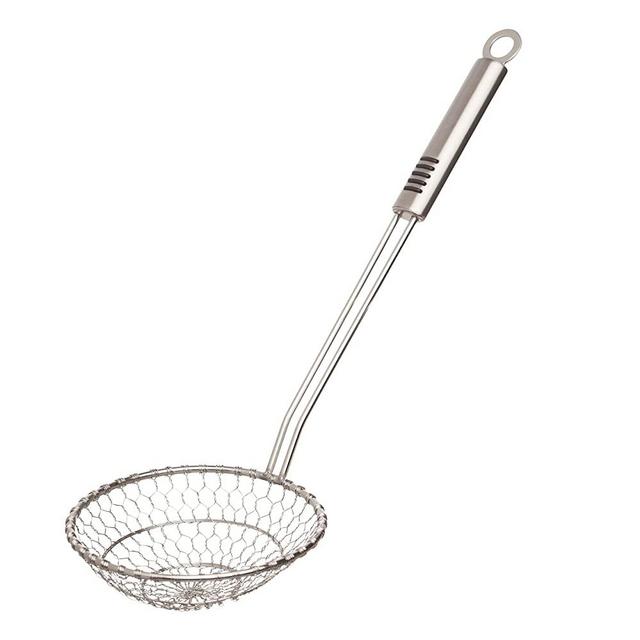 Helen’s Asian Kitchen Stainless Steel Mesh Spider Food Dumpling Noodle Strainer, 5-Inch Strainer Basket