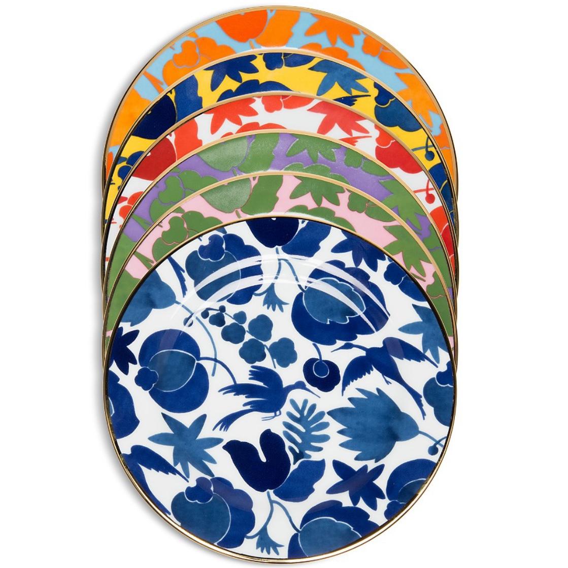 La DoubleJ Wildbird Dessert Plates, Mixed Set of 6