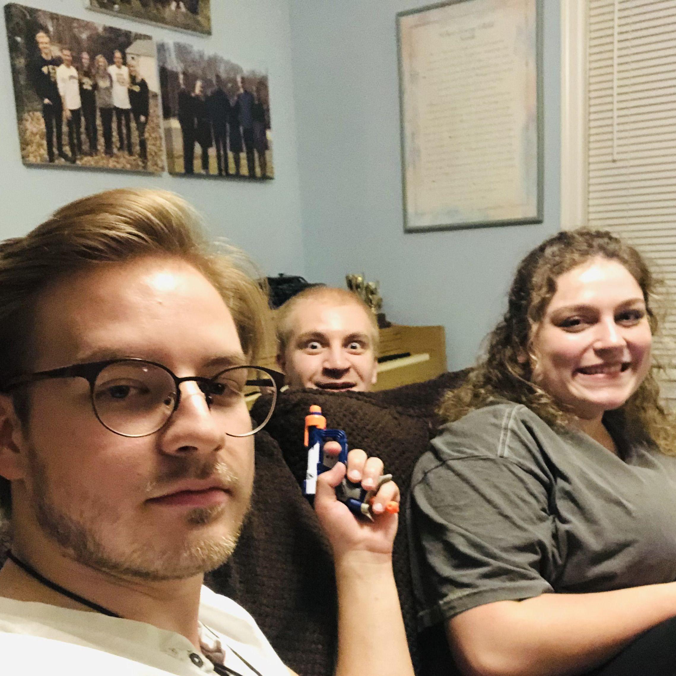 The best movie night trio... if Anthony could ever stay awake long enough to get through the title screen