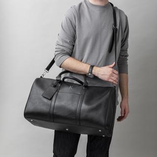 Personalized Black Vegan Leather Transport Duffel