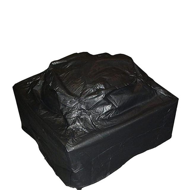 Fire Sense Outdoor Square Fire Pit Vinyl Cover Heavy Duty 10 Gauge Felt Lined Black Vinyl Waterproof Weather Resistant with Zipper and Fabric Ties - 38” x 38”