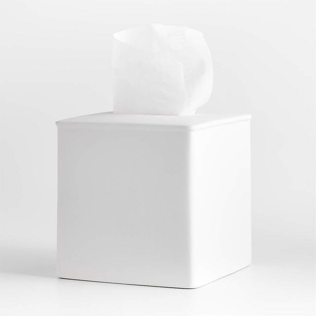 Juxon White Tissue Box Cover