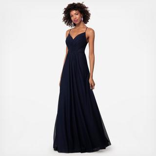 Sheer-Back Long Chiffon Bridesmaid Dress
