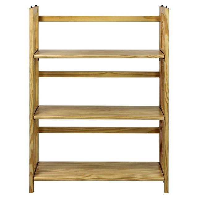 Folding 38" 3 Tier Bookshelf (Stackable)- Natural