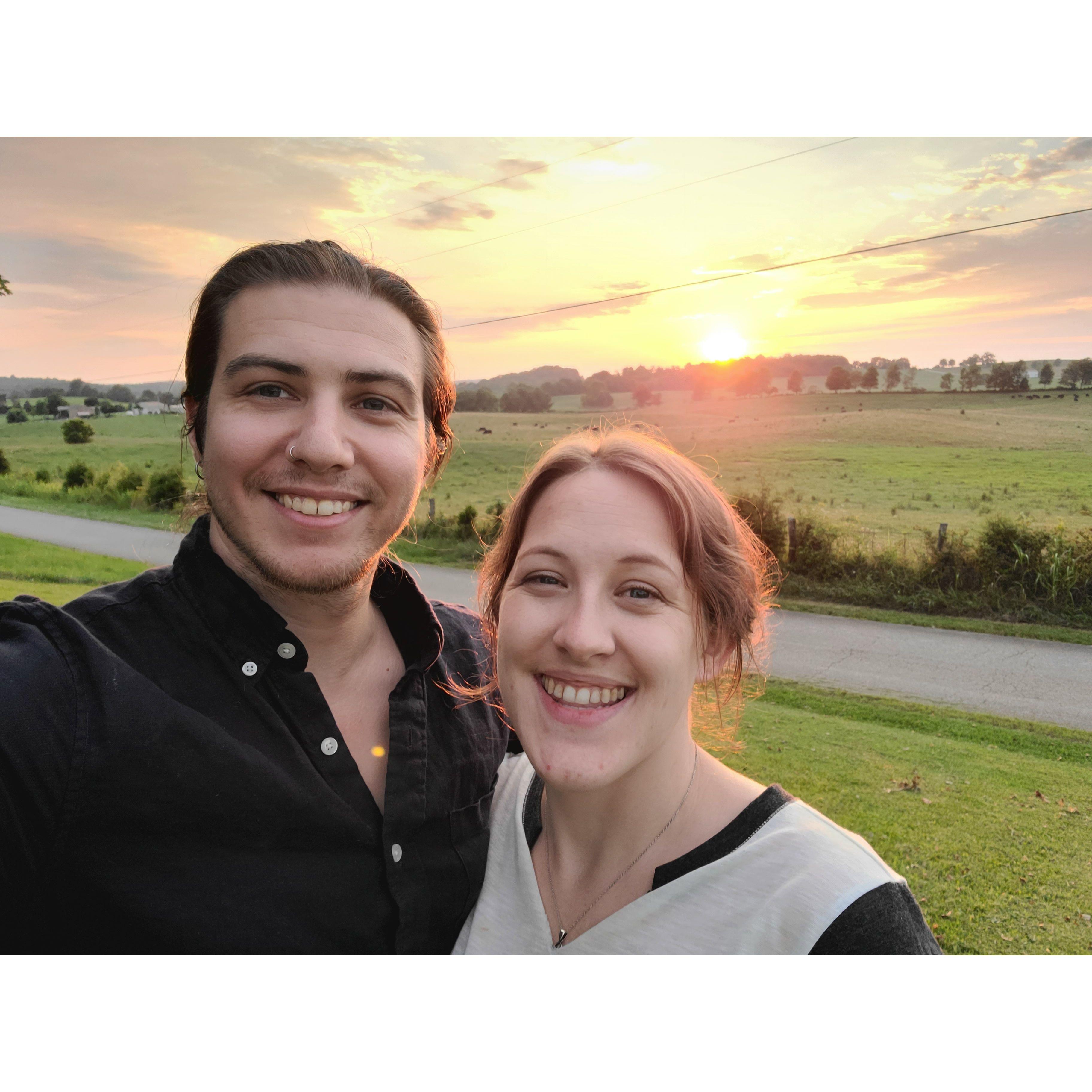 July 2021: classic Kentucky sunset before Katlin's dad's 60th birthday bash!