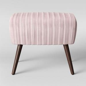Laurel Ruched Velvet Ottoman with Cone Legs - Opalhouse™ - Blush