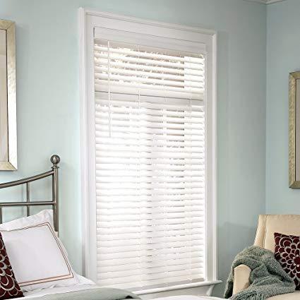 Lumino Faux Wood 2" Cordless Room Darkening Blinds White - 25.5" W x 60" H (Over 250 Add'l Custom Sizes) - Starting at $14.99