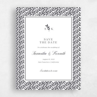 Ebony, White Wedding Save the Date - Thalia Portrait