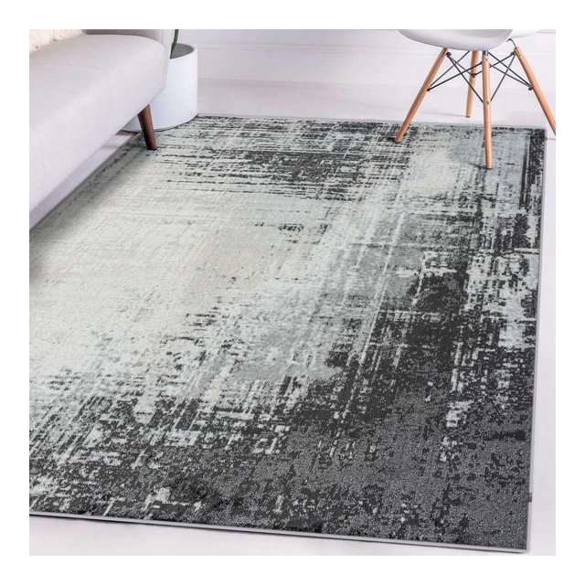 Luxe Weavers Modern Distressed Abstract Anthracite 8X10 Indoor Area Rug
