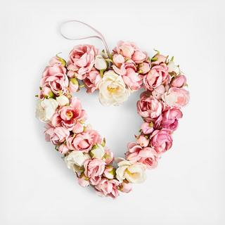 Martha Stewart Collection - Valentine's Day White and Pink Rose Artificial Wreath