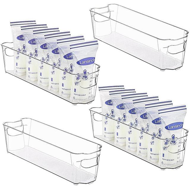 HOOJO Refrigerator Organizer Bins - 8pcs Clear Plastic Bins For Fridge,  Freezer, Kitchen Cabinet, Pantry Organization, BPA Free Fridge Organizer,  12.5 Long, Clear