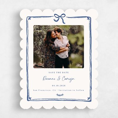 Blue Scalloped Wedding Save the Date - Galleria Photo