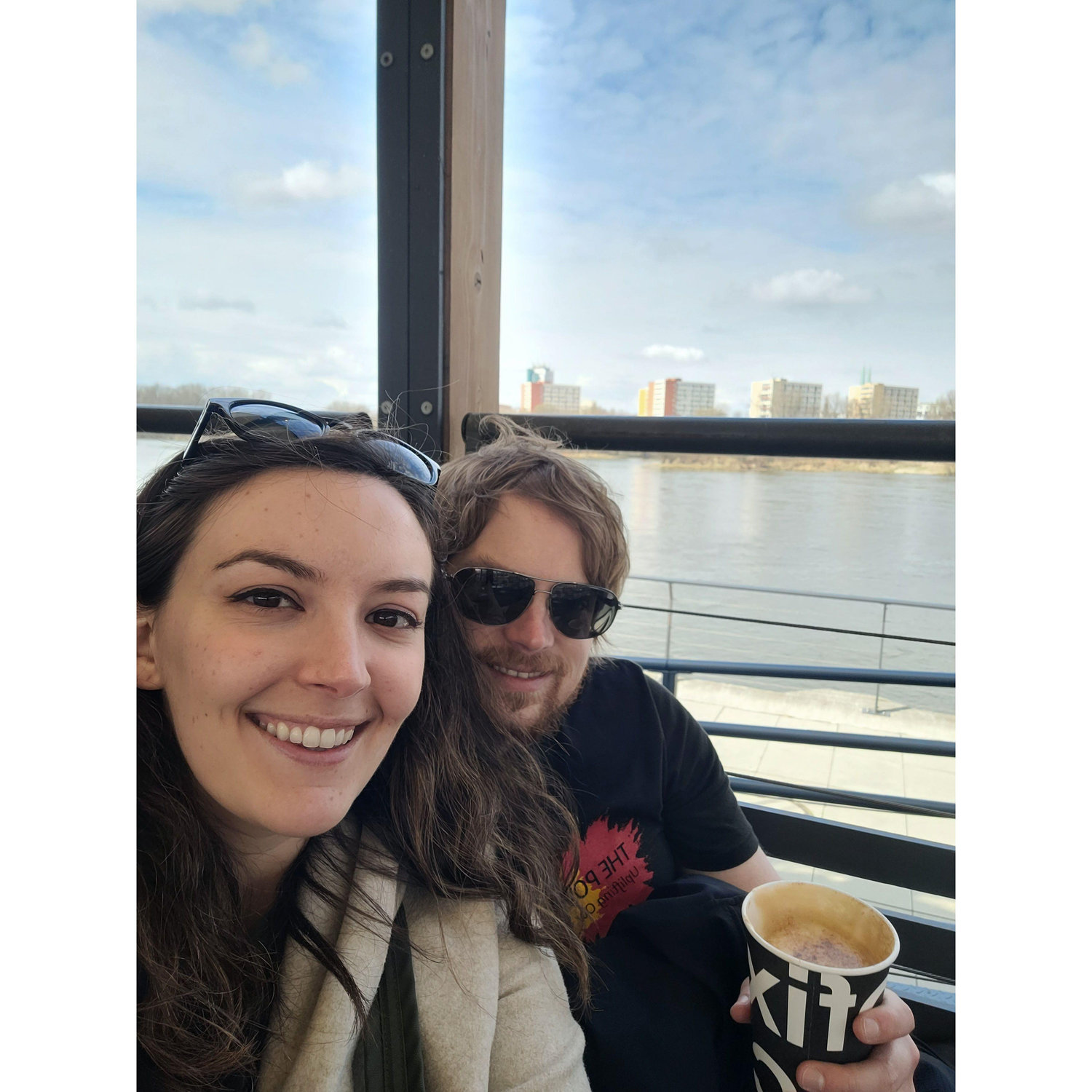 A coffee break along the Vistula River in Warsaw, Poland.