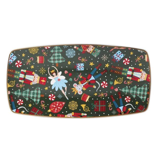 Lenox Serveware, Nutcracker Ballet Hors Doeuvres Tray, Food Tray, 13 x 6.75-Inch, Microwave Safe & Dishwasher Safe Porcelain, Christmas Serving Platter Tray, Christmas Table Centerpieces (1 Piece)