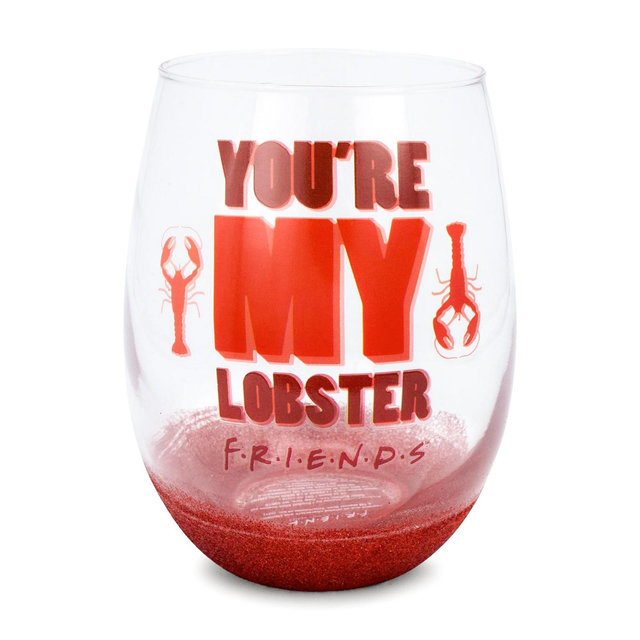 Silver Buffalo Friends "You're My Lobster" Teardrop Stemless Wine Glass | Holds 20 Ounces