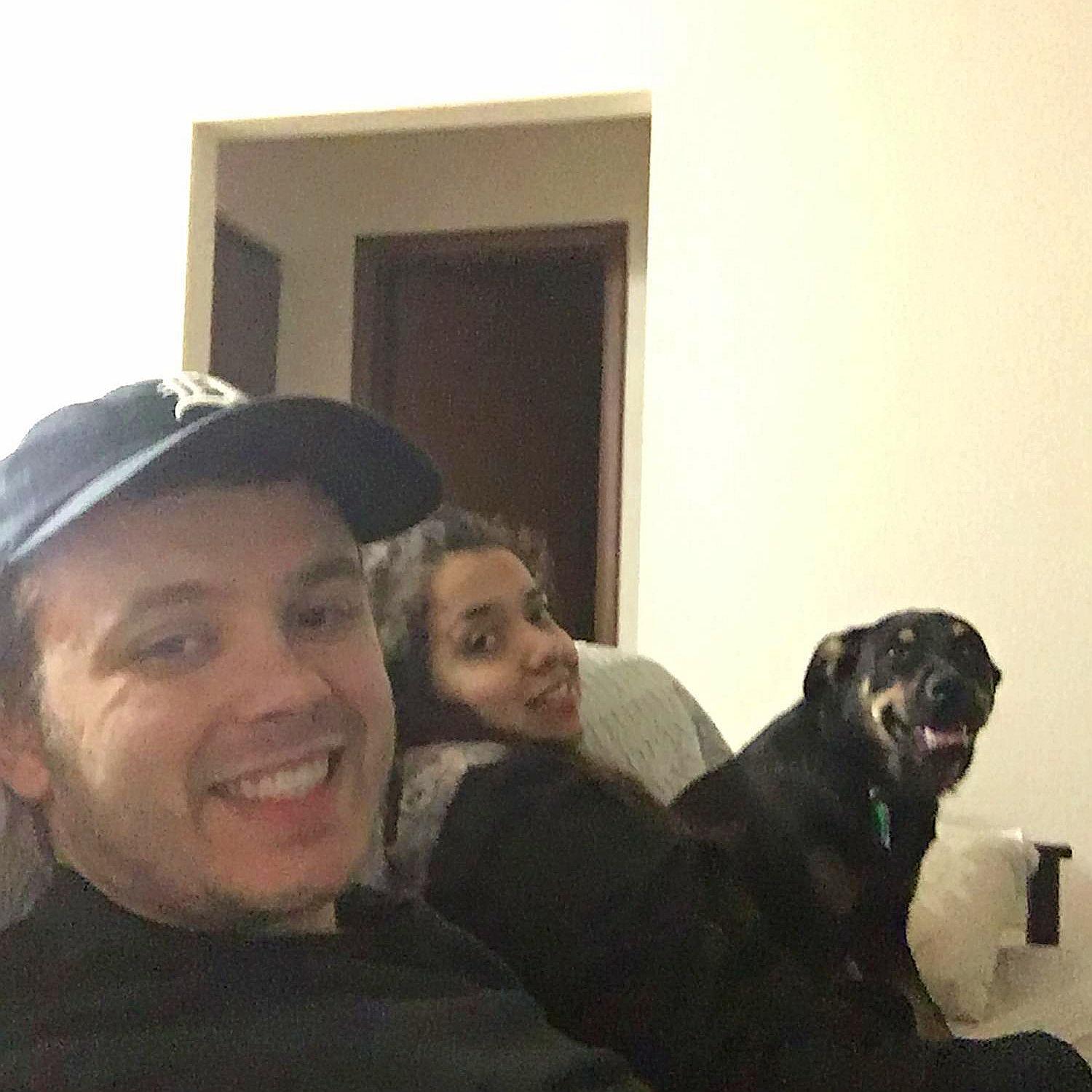 At our first apartment together with our first dog together.