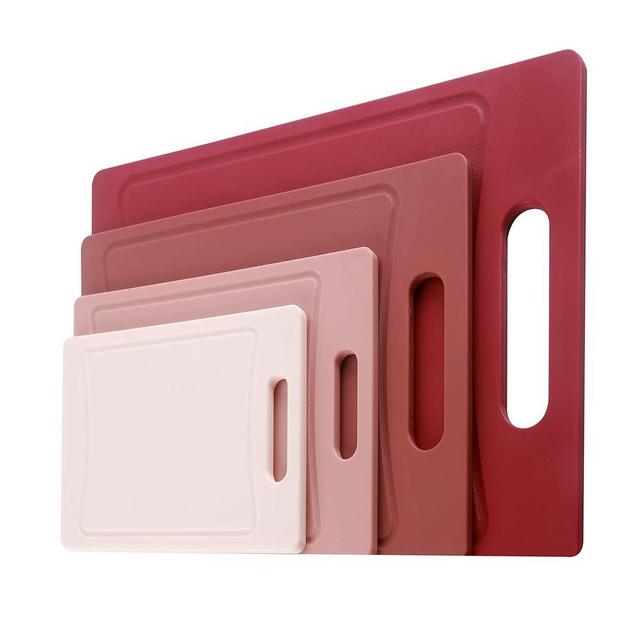 COOK WITH COLOR Non-Slip Cutting Board Set – Kitchen Essentials with Easy Grip Handle for Meat, Veggies, and Fruits, Set of 4, Rose