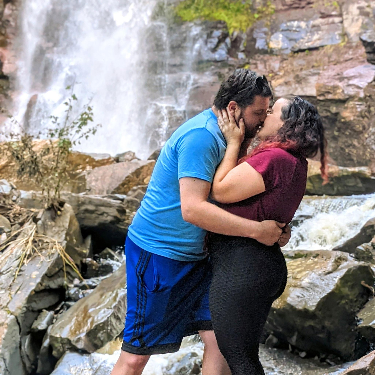 Kaaterskill Falls, New York. We went hiking with our friends Nate and Jonathan and were being super lovey-dovey since we had just started officially dating that year. (Sept. 2021)
