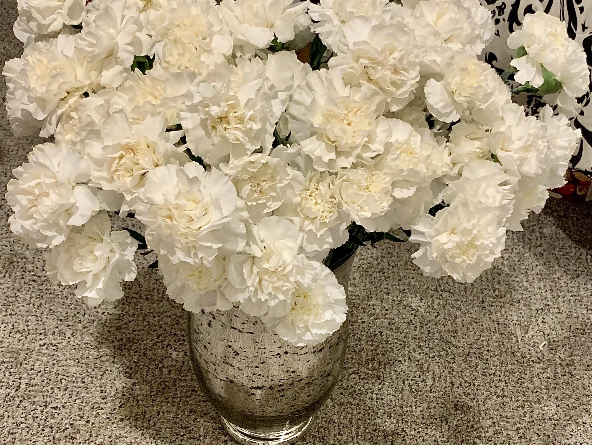 Fancy cream carnations from Blooms by the Box™
