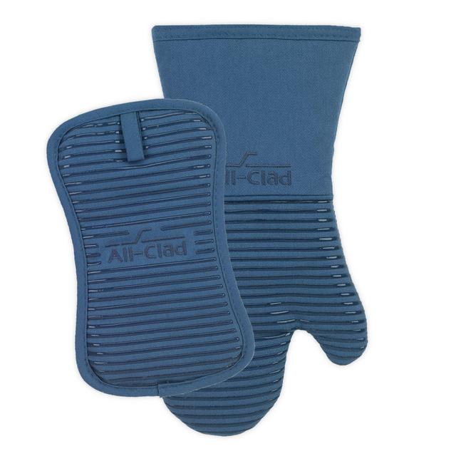 All-Clad 2-Piece Silicone Oven Mitt and Pot Holder Set in Cornflower