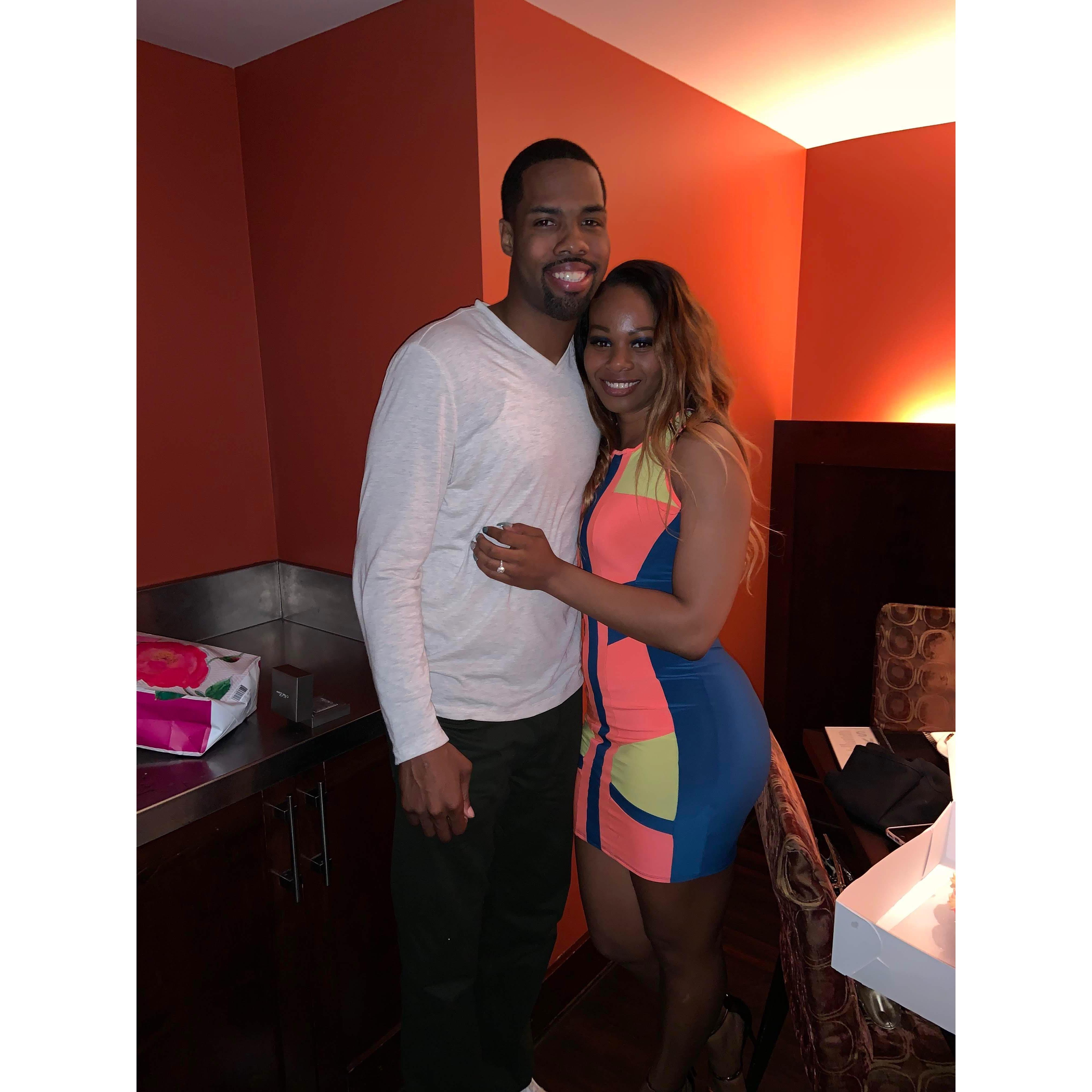 He asked, I said yes! Our first pic as an engaged couple.