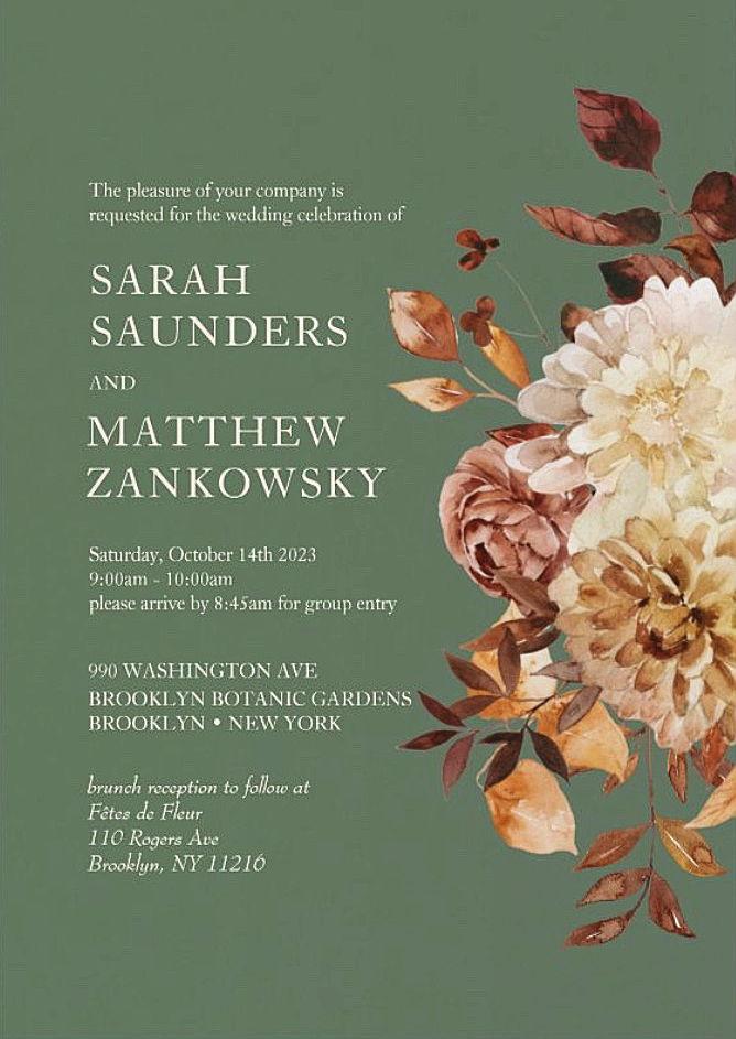 The Wedding Website of Sarah Saunders and Matthew Zankowsky