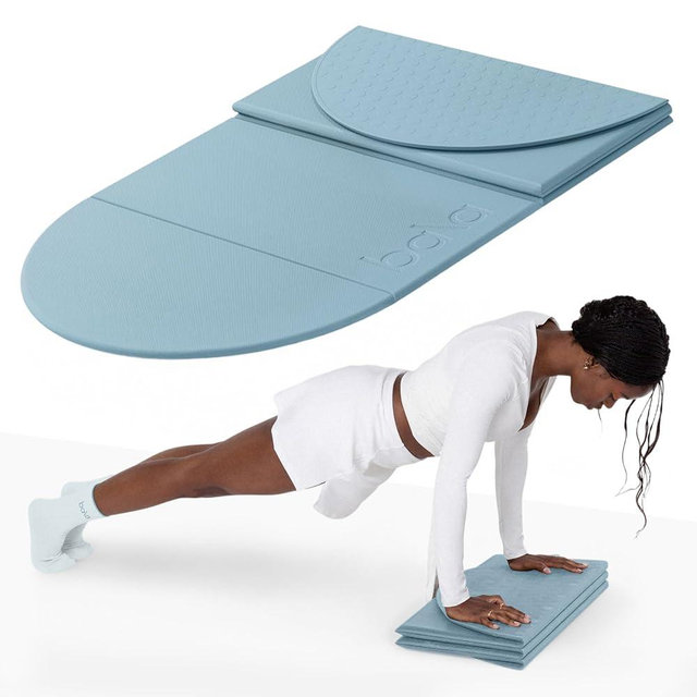 Bala Compact Workout Mat for Gym - 12MM Thick Slip-Resistant, Sweat Absorbing, & Foldable Yoga Mat for Pilates, Core Training & Exercise - Home Fitness Essentials for Women & Men - Travel-Friendly