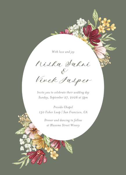 Monaco Portrait | Dark Sage | Zola Wedding Invitations