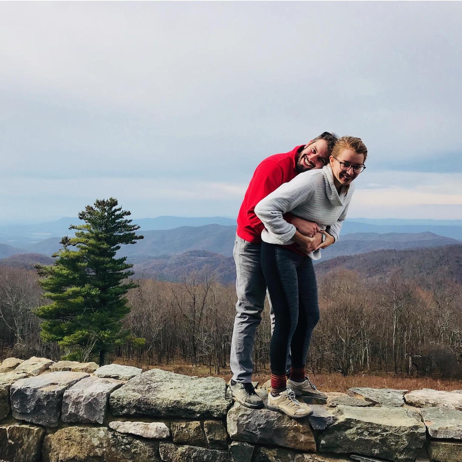 Hugging and hiking