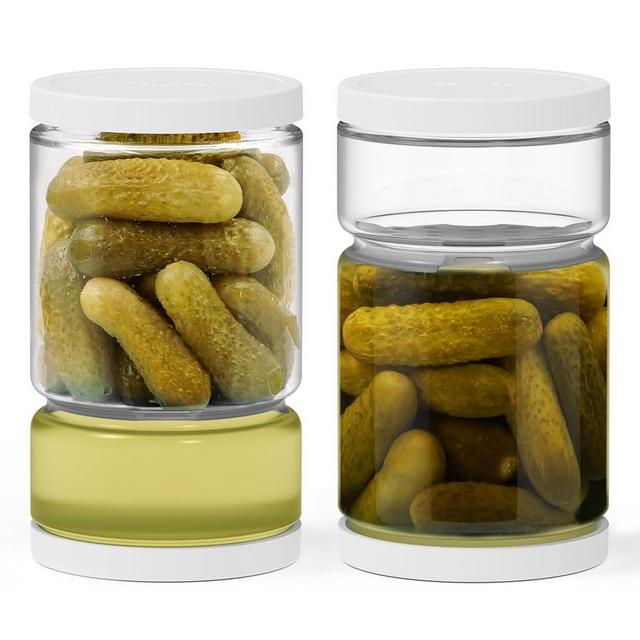 ForTidy Glass Pickle Container with Strainer for Pickle Lover - 45OZ Leakproof Juice Separator Jar for Gherkin, Olive or Chilli, Dishwasher and Refrigerator Safe, BPA Free (White, 45 oz*2 pcs)