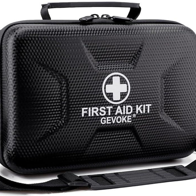 Gevoke 410 Piece Waterproof Hard Shell First Aid Kit for Home, Car, Travel, Camping, Truck, Hiking, Sports, Office, Vehicle & Outdoor Emergencies - Emergency Medical Kits (Black)
