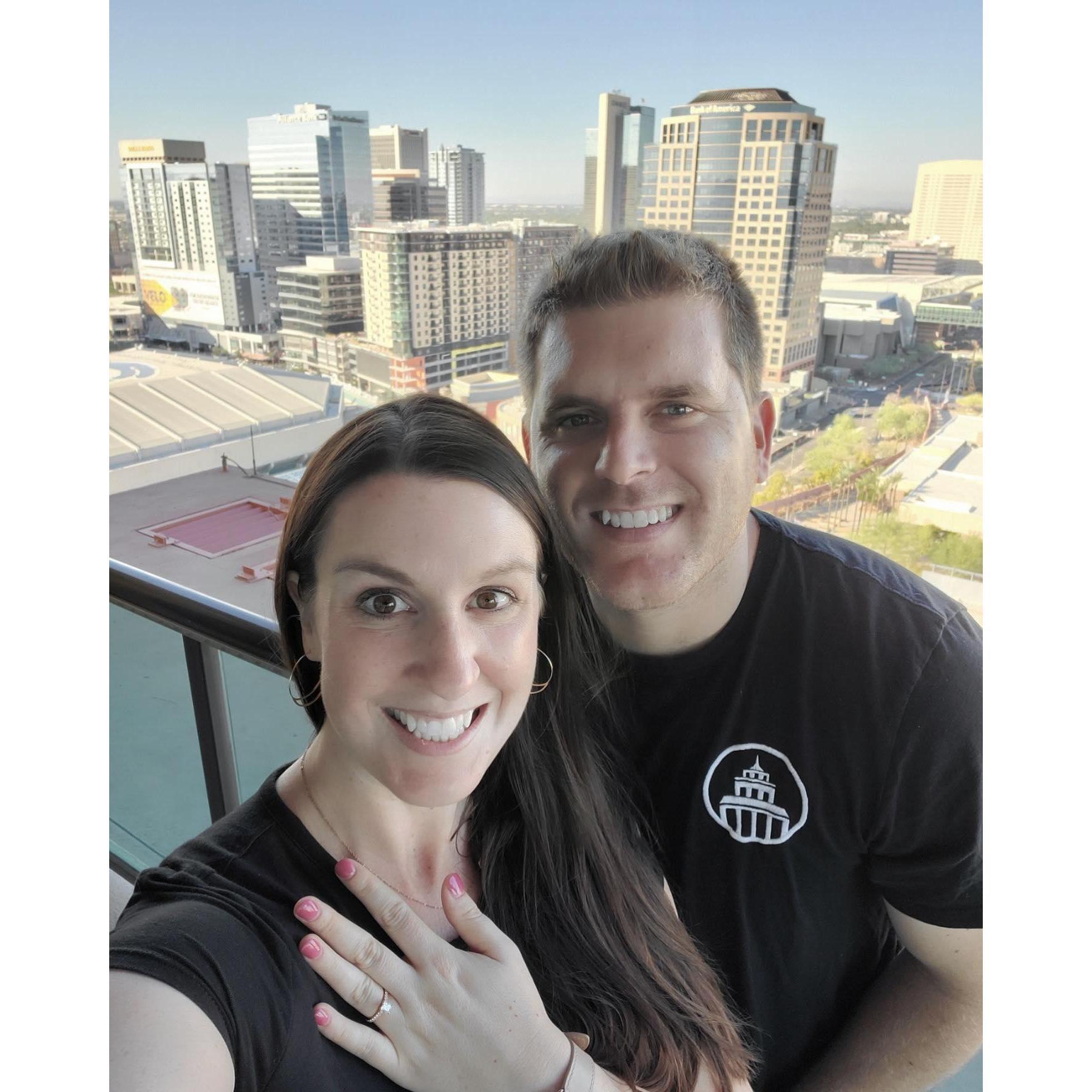 The day after our Engagement on the top floor of our downtown Phoenix condo