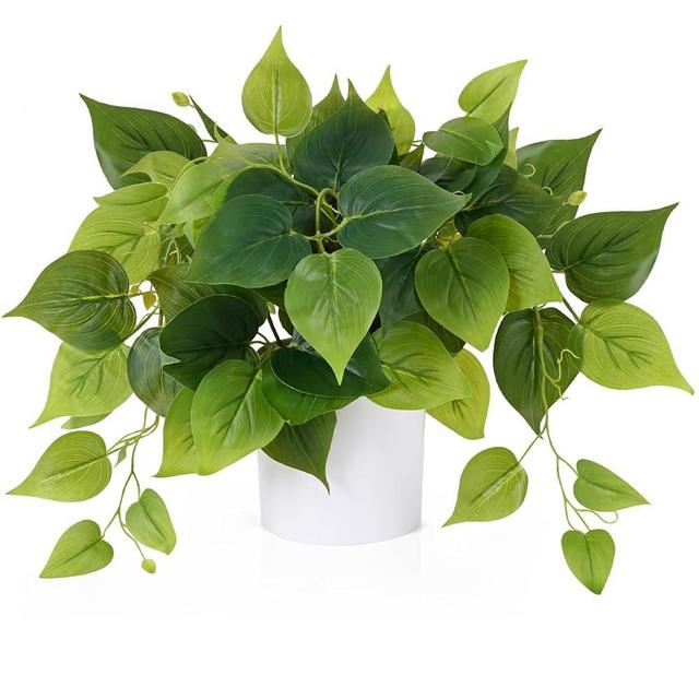 Waipfaru Faux Plants Indoor with Plastic Pots, Realistic Small Fake Plants, Fake Plants with Pothos, Fake Potted Plants, Artificial Plant for Home Shelf Bathroom Kitchen Office Indoor Outdoor Decor